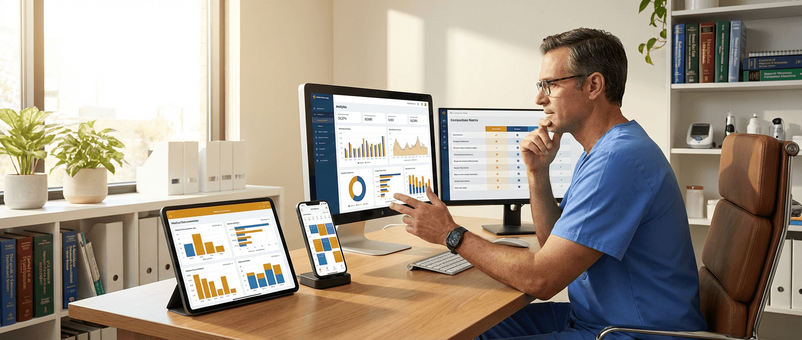 Modern medical practice workstation with AI tools